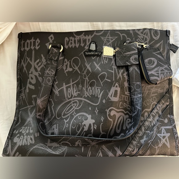 tote & carry Bags Tote N Carry Black Graffiti Poshmark